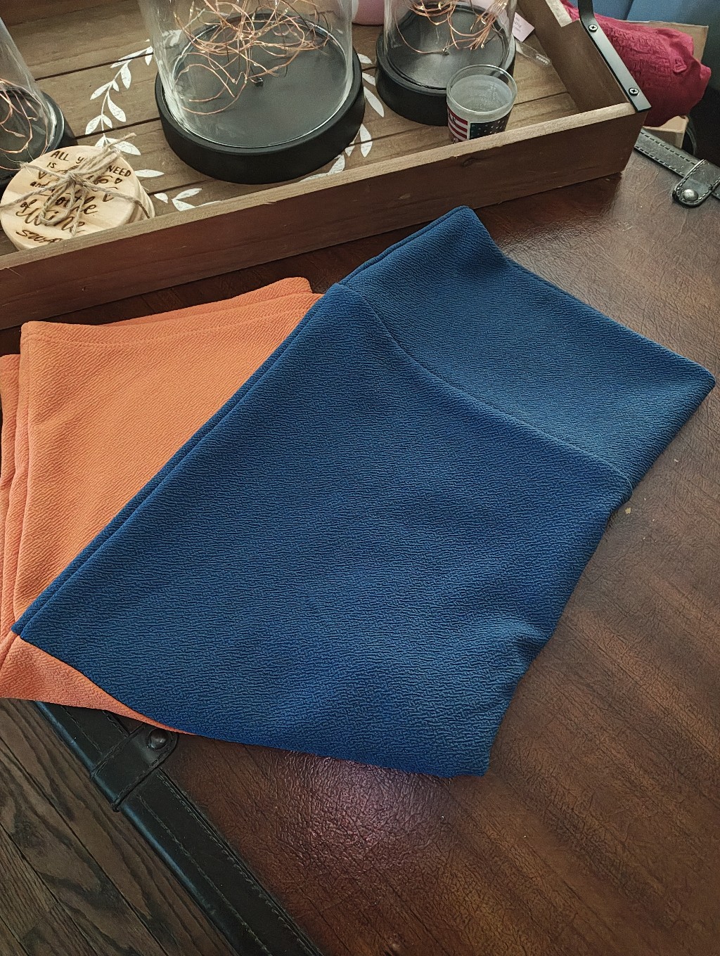 Lularoe Women’s Two-Tone Pencil Skirt In Navy And Orange